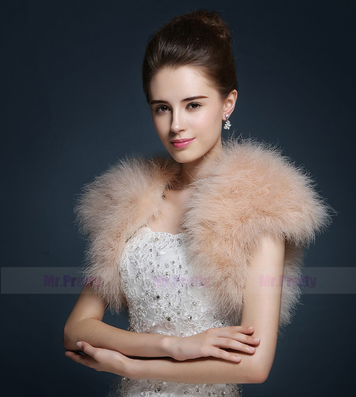 Iovry Champagne Fur Wedding Top Hairy Shawl