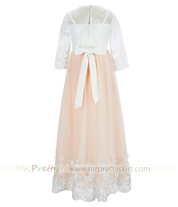 Long Sleeve Lace Junior Bridesmaid Dress