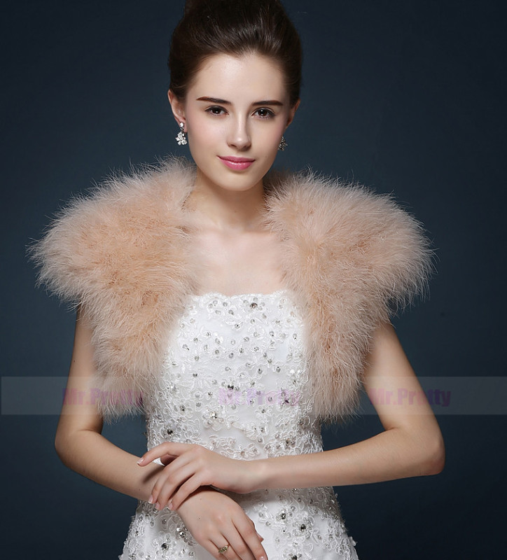 Iovry Champagne Fur Wedding Top Hairy Shawl