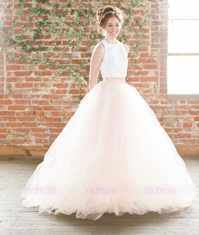Lavender Champagne Tulle Full Length Wedding Skirt Party Skirt