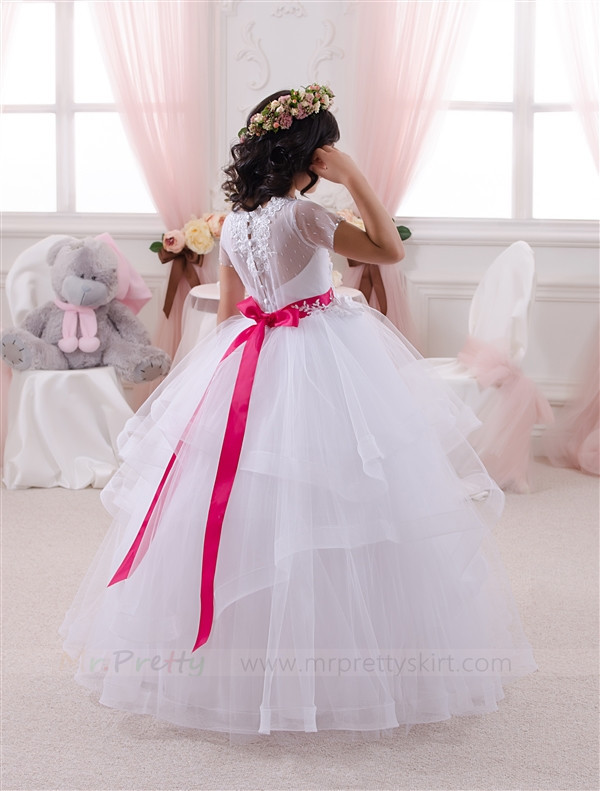 Ivory Lace Tulle Flower Girl Dress Pageant Dress