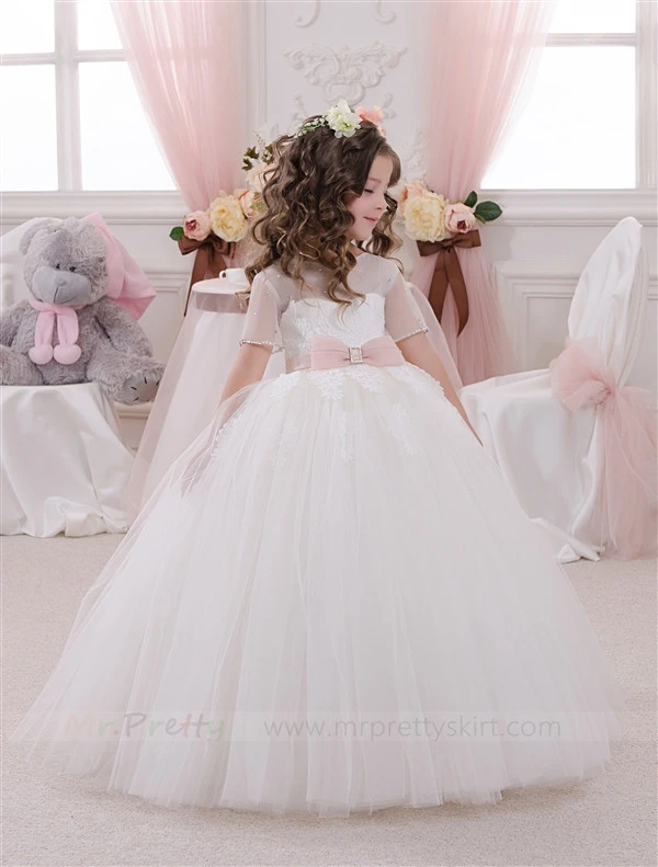 Ivory Lace Tulle Flower Girl Dress Pageant Dress