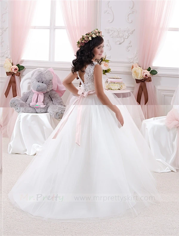 Ivory Lace Flower Girl Dress Pageant Dress