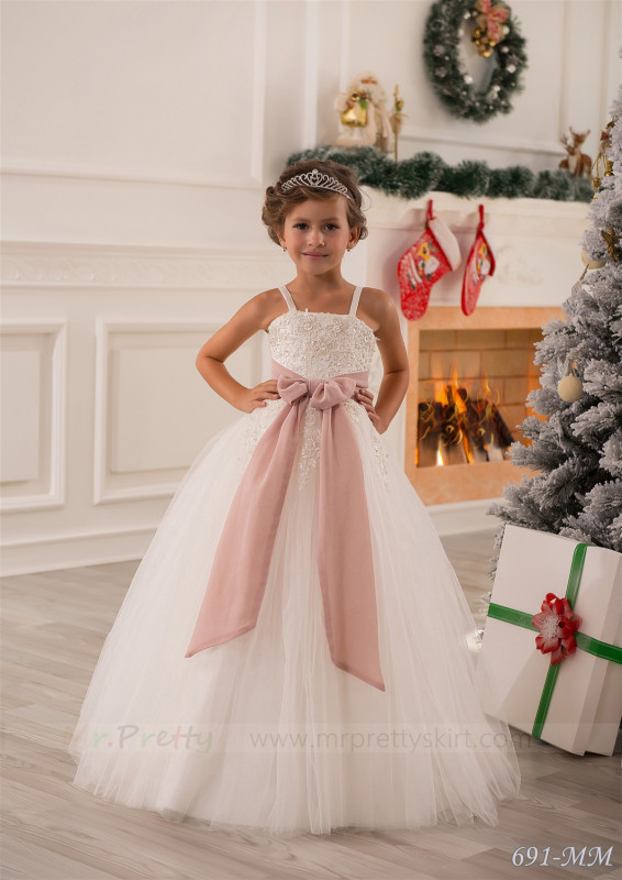 Ivory Lace Tulle Flower Girl Dress Pageant Dress