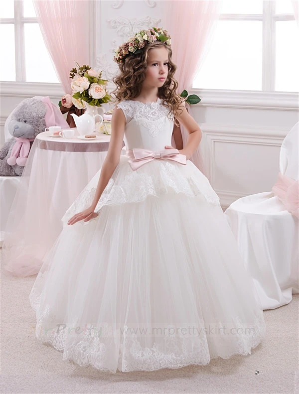 Ivory  Lace Tulle Tutu Flower Girl Dress Pageant Dress