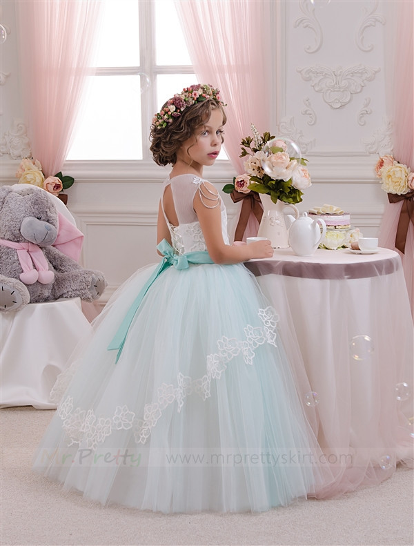 Mint Tulle Flower Girl Dress Pageant Dress