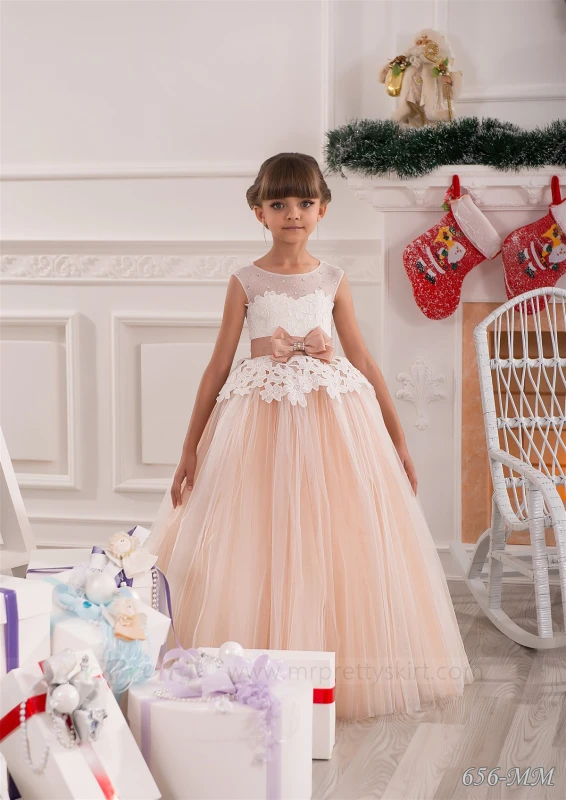 Champagne Flower Girl Dress  Pageant Dress