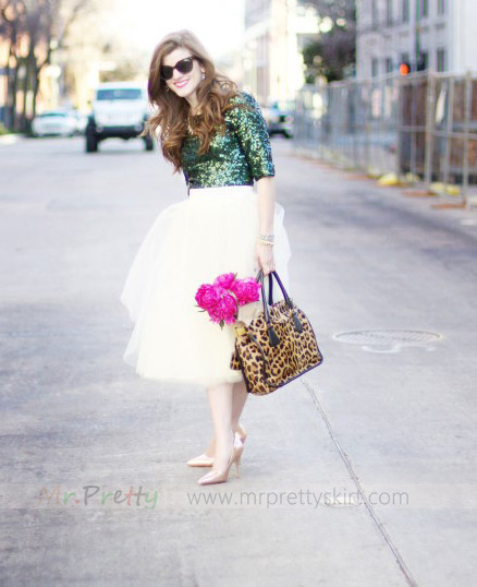 Ivory Knee Tulle Wedding Skirt  and Top