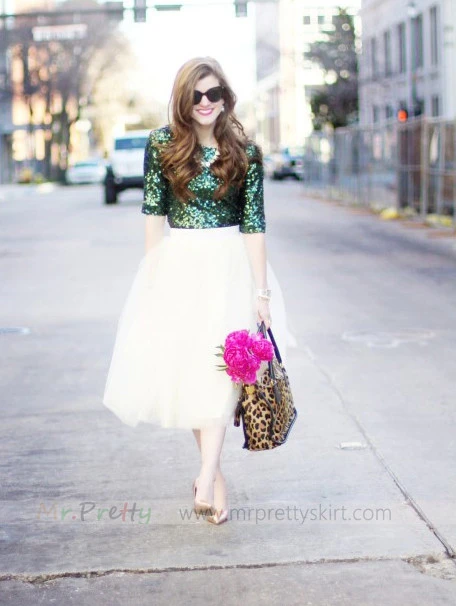 Ivory Knee Tulle Wedding Skirt  and Top