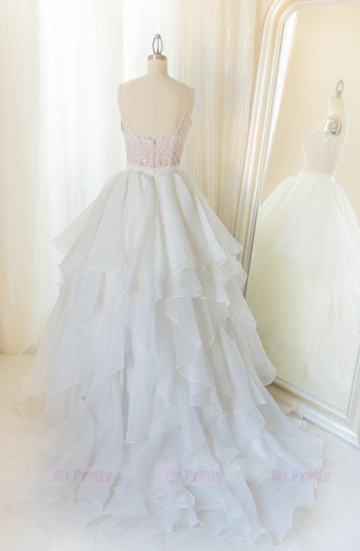 Ivory Short Train Organza Wedding Skirt Bridal Skirt