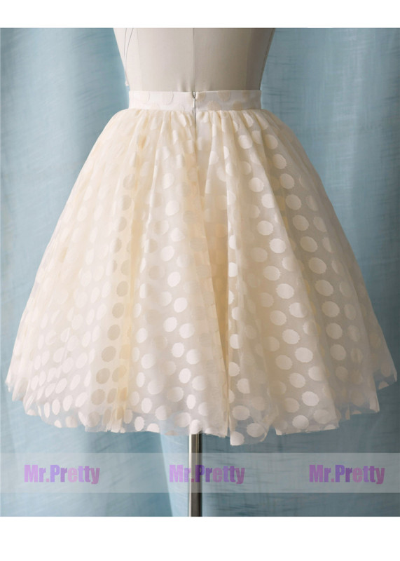 Light Champagne Short Polka Dots Tulle Skirt Party Skirt/Kids Skirt