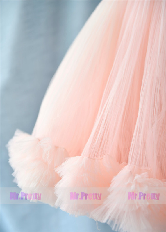 Blush Pink/Kid Short Tulle Skirt Party Bridesmaid Skirts