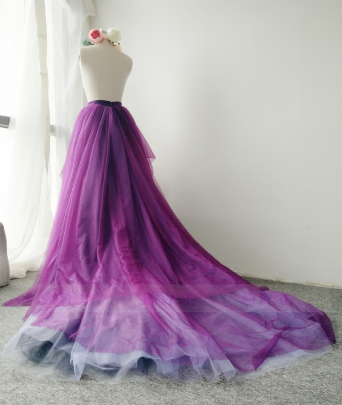 Mixed Color Long Train Skirt Parenting Bridal Skirt