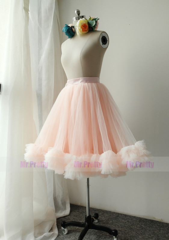 Blush Pink/Kid Short Tulle Skirt Party Bridesmaid Skirts