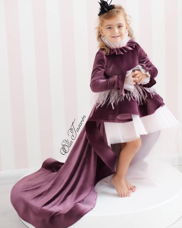 Purple Velvet Girls Party Dress Holiday Dress Christmas Dress