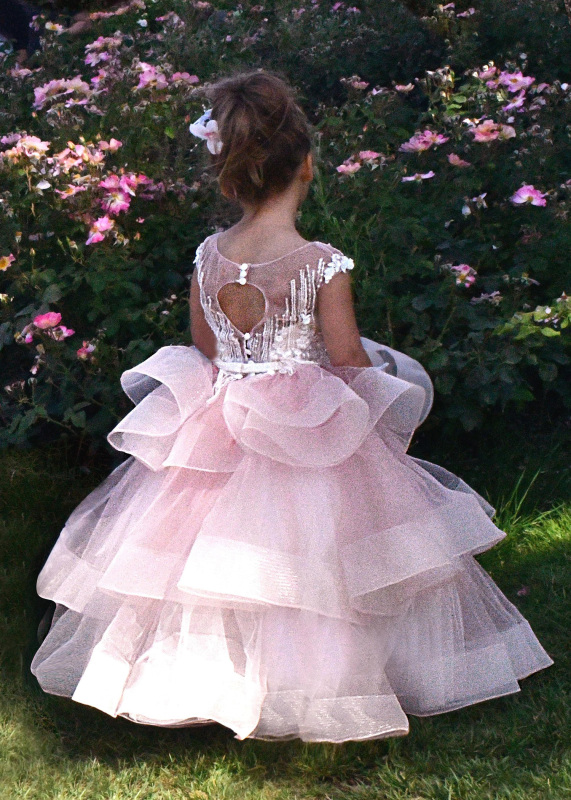 Mauve Lace Tulle  Cupcake Girls Party Dress Holiday Dress