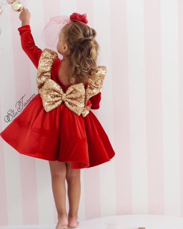 Red Velvet Girls Party Dress Holiday Dress Christmas Dress