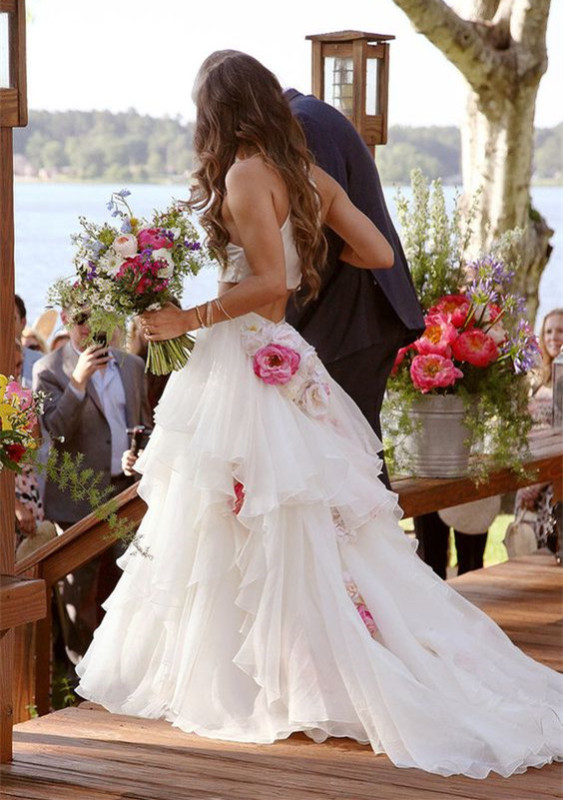 Ivory Chiffon Satin Bridal Skirt 2 Pieces Wedding Dress