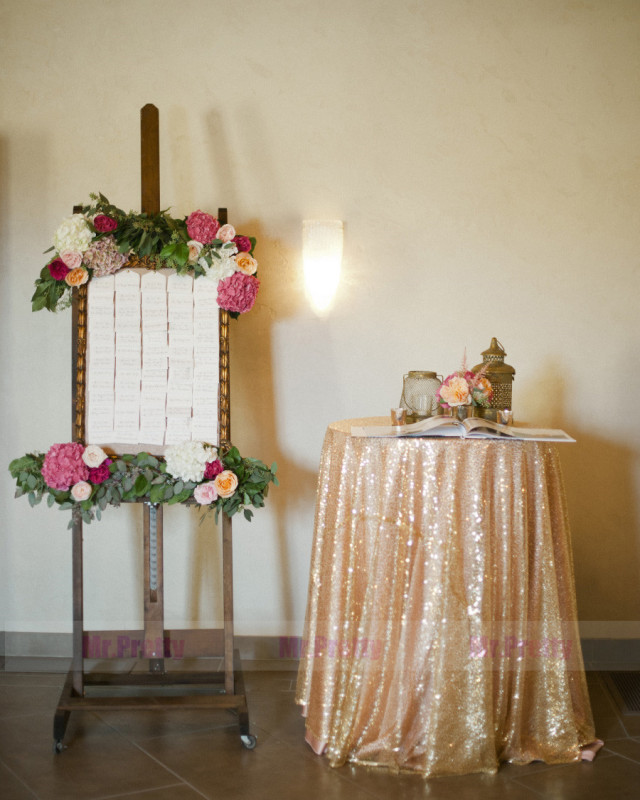 Light Gold Sequin Wedding Table Cover Tablecloth