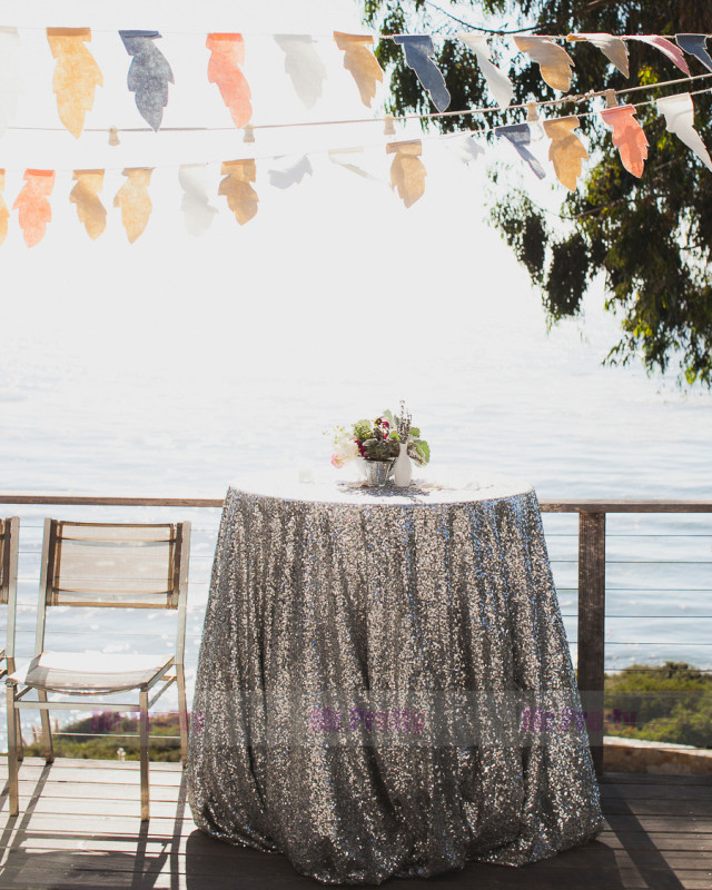 Silver Sequin Wedding Table Cover Tablecloth