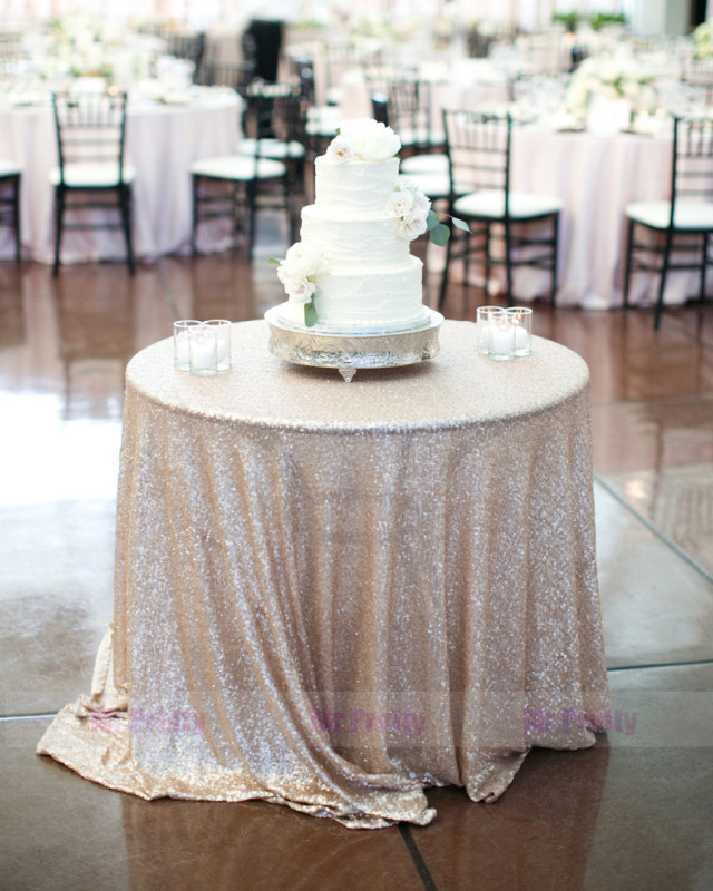 Light Gold Sequin Wedding Table Cover Tablecloth