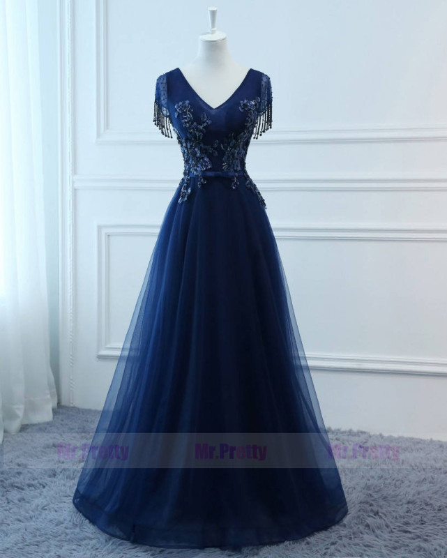 Navy Blue Prom Dress Evening Party Dresses Mother Dress