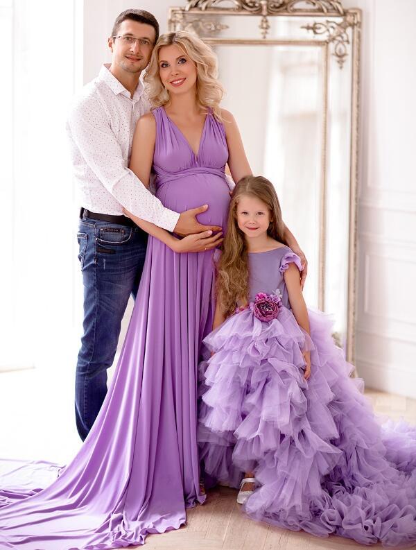 Purple Tulle Tutu Flower Girl Dress Girls Party Dress