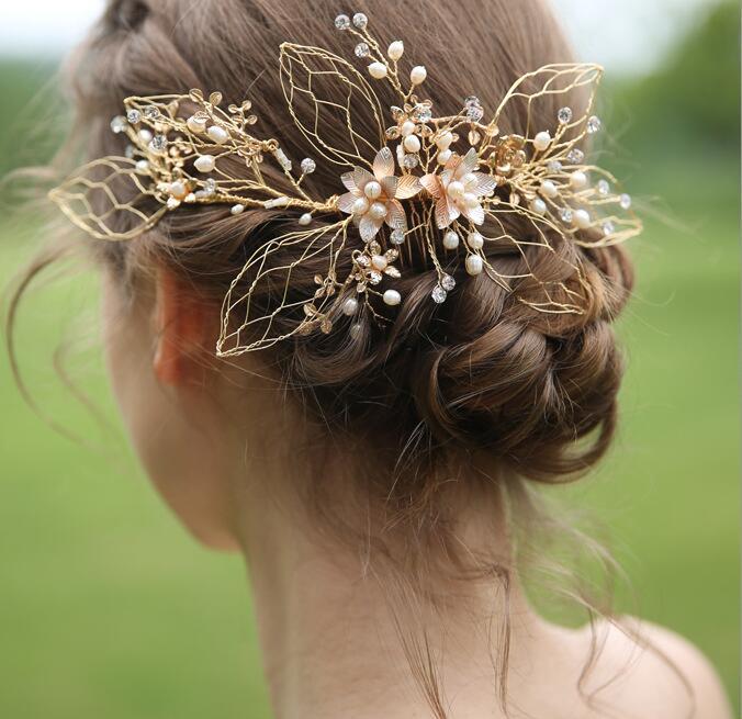 Champagne Gold Beads Bridal Hairband Bridal Headband