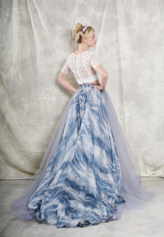 Dusty Blue Bridal Skirt 2 Pieces Wedding Gown