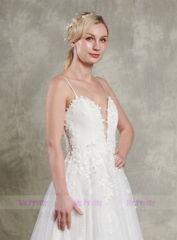 Ivory  Lace Tulle Wedding Gown Party Dress