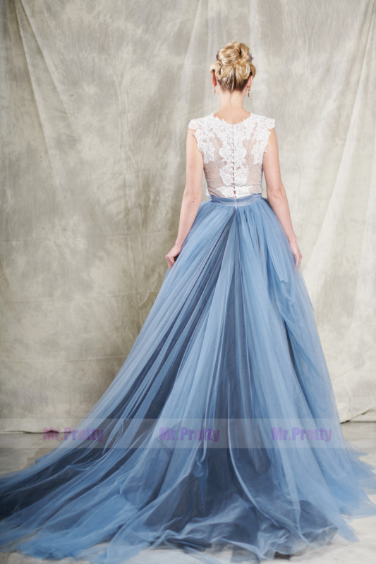 2 Pieces Lace Tulle  Wedding Gown Long Train Skirt