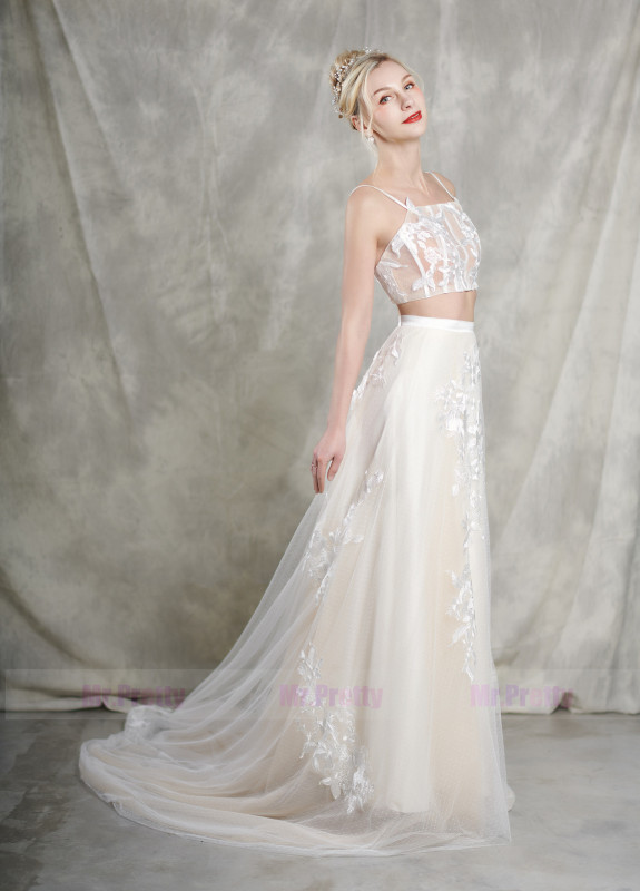 2 Pieces Lace Tulle Wedding Gown