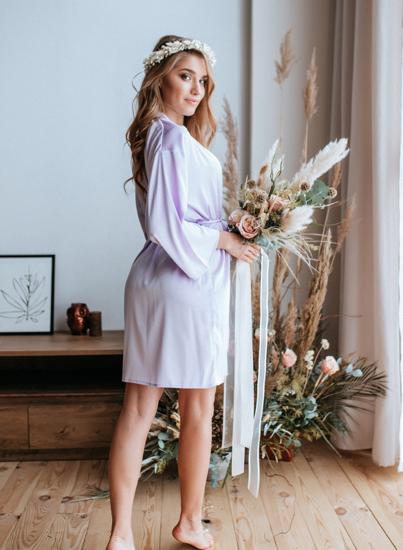 Lace Silk Bridal Sleepwear Women Robe  Bridal Robe