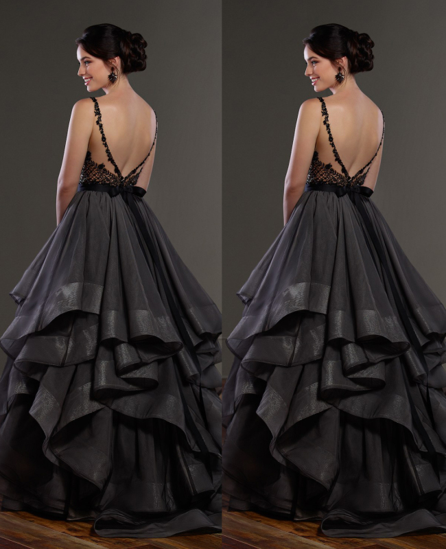 Black/Dark Grey  Tulle  Wedding Skirt 2 Pieces Wedding Dress