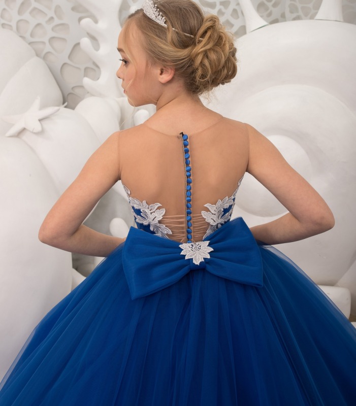 Blue  Tulle Flower Girl Dress Pageant Dress