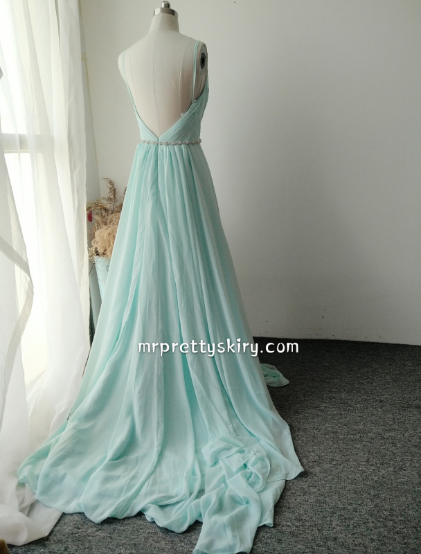 Silk Chiffon Long Train Wedding Skirt  Sexy Prom Dress