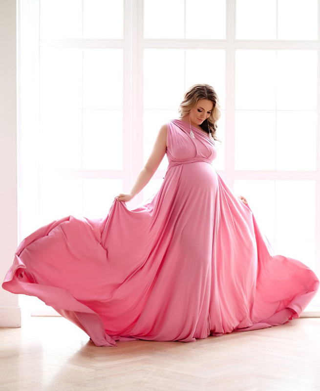 Rose Pink Maternity Dress  Sexy Prom Dress Bridesmaid Dress