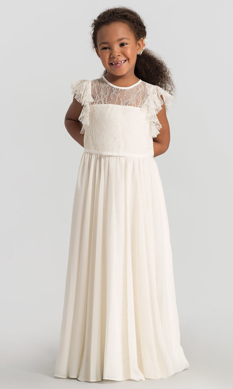 Ivory Lace Tulle Full Length Flower Girl Dress