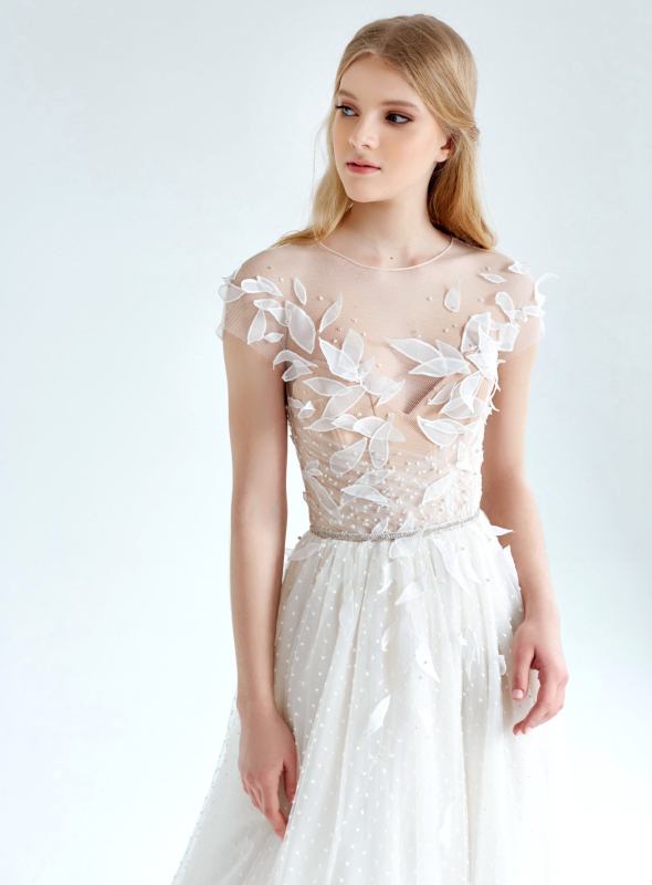 Ivory Polka Dots Sexy  Bridal Gown Wedding Dress