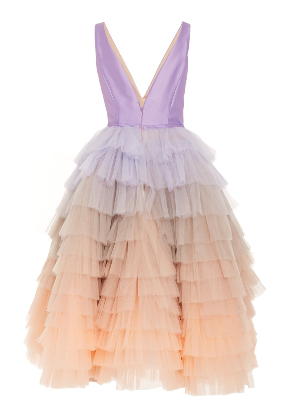 Ruffle Satin Tulle Bridesmaide Dress Prom Dress