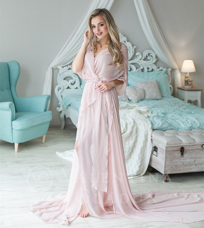 Pink Chiffon Bridal Robe Bridal Sleepingwear
