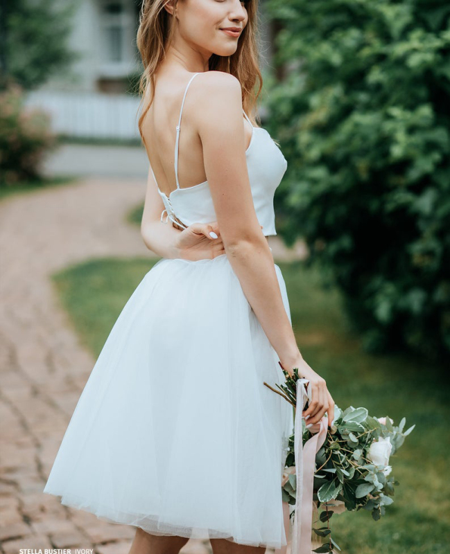 2 Pieces Knee Length Prom Dress Bridesmaid Dress Wedding Skirt