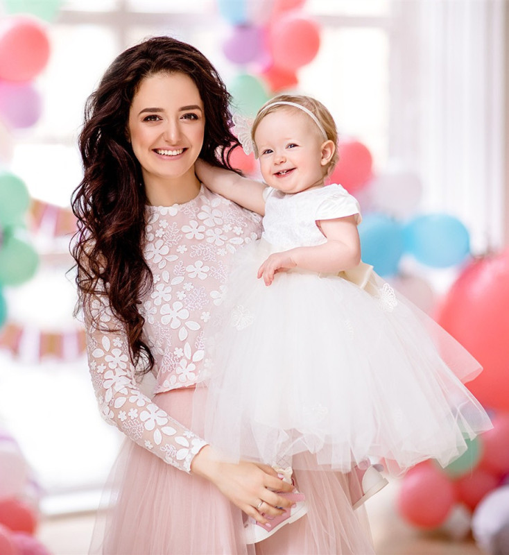 Lace Tulle Mother And Kids Dress Prom Dress