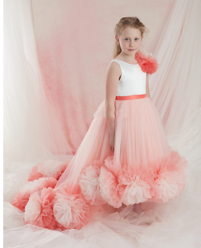 Pink Tulle Mixed Color Girls Pageant Dress Girls Party Dress