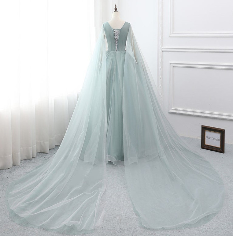 Dusty Green Lace Tulle Wedding Dress Bridal Gown