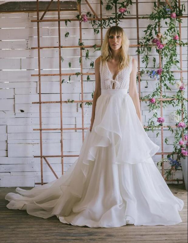 Ivory Lace Organza Wedding Skirt 2 Pieces Wedding Dress