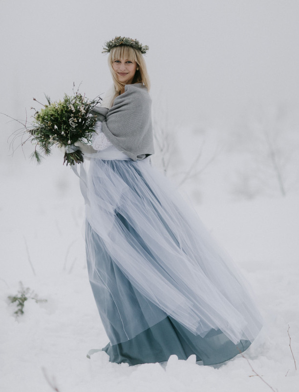 Grey Blue Full Length Wedding Skirt