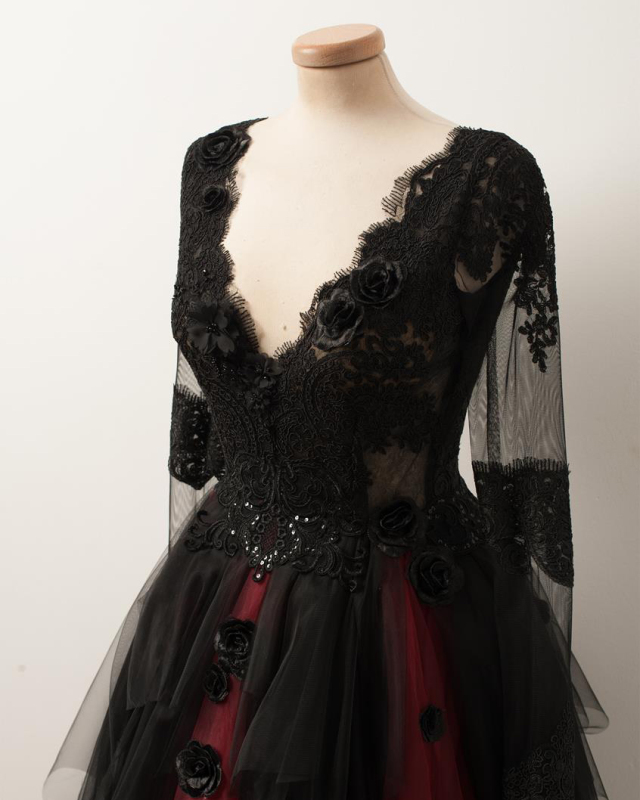 Black Wedding Dress Lace Tulle Prom Dress Special Occasion Dress