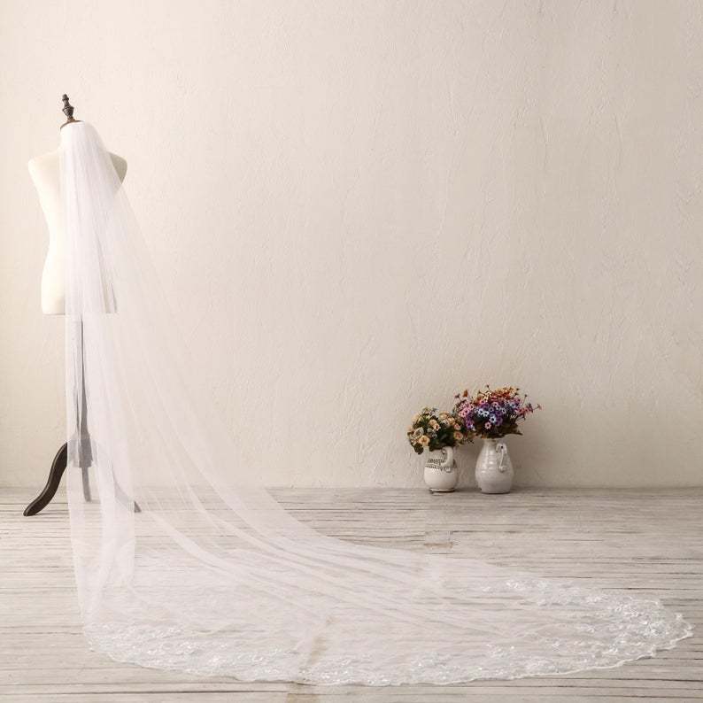 Single Tier Lace Wedding Veil Cathedral Wedding Veil Chapel Wedding Veil