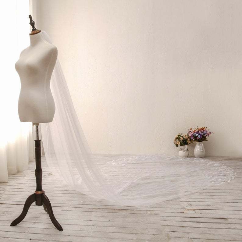 Single Tier Lace Wedding Veil Cathedral Wedding Veil Chapel Wedding Veil